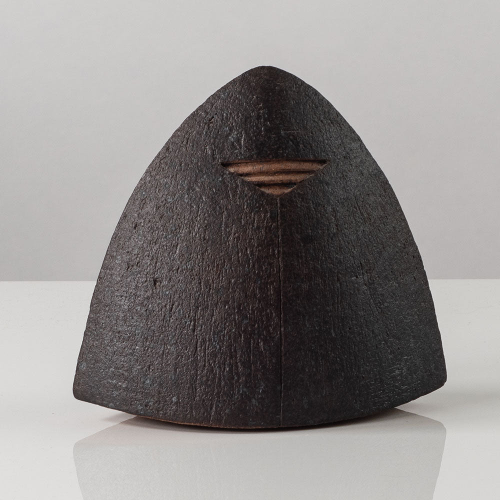 Antje Wiewinner, Germany, unique stoneware triangular form with brown glaze K2809