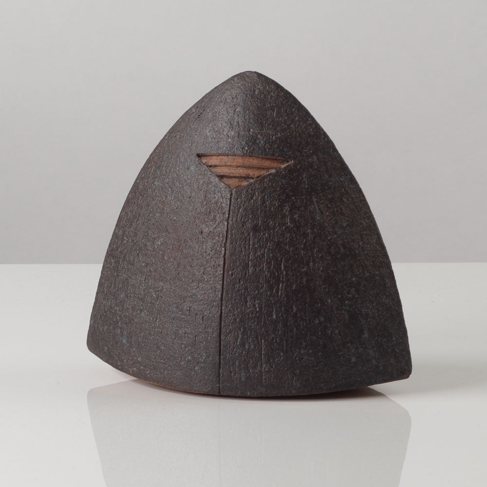 Antje Wiewinner, Germany, unique stoneware triangular form with brown glaze K2809