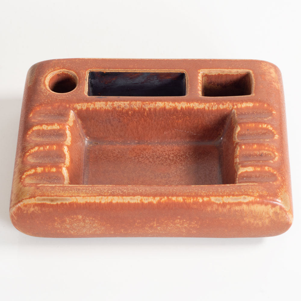 Gunnar Nylund for Rörstrand, stoneware desk organizer with reddish haresfur brown glaze L3536