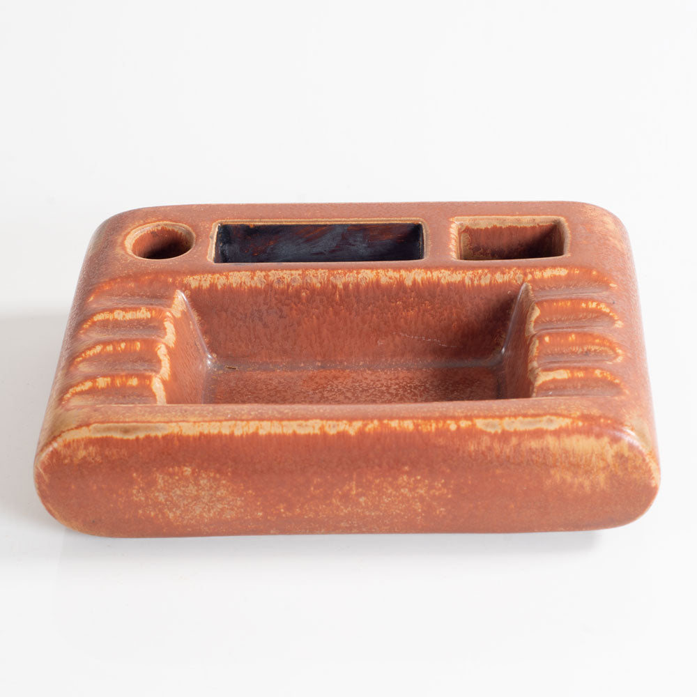 Gunnar Nylund for Rörstrand, stoneware desk organizer with reddish haresfur brown glaze L3536
