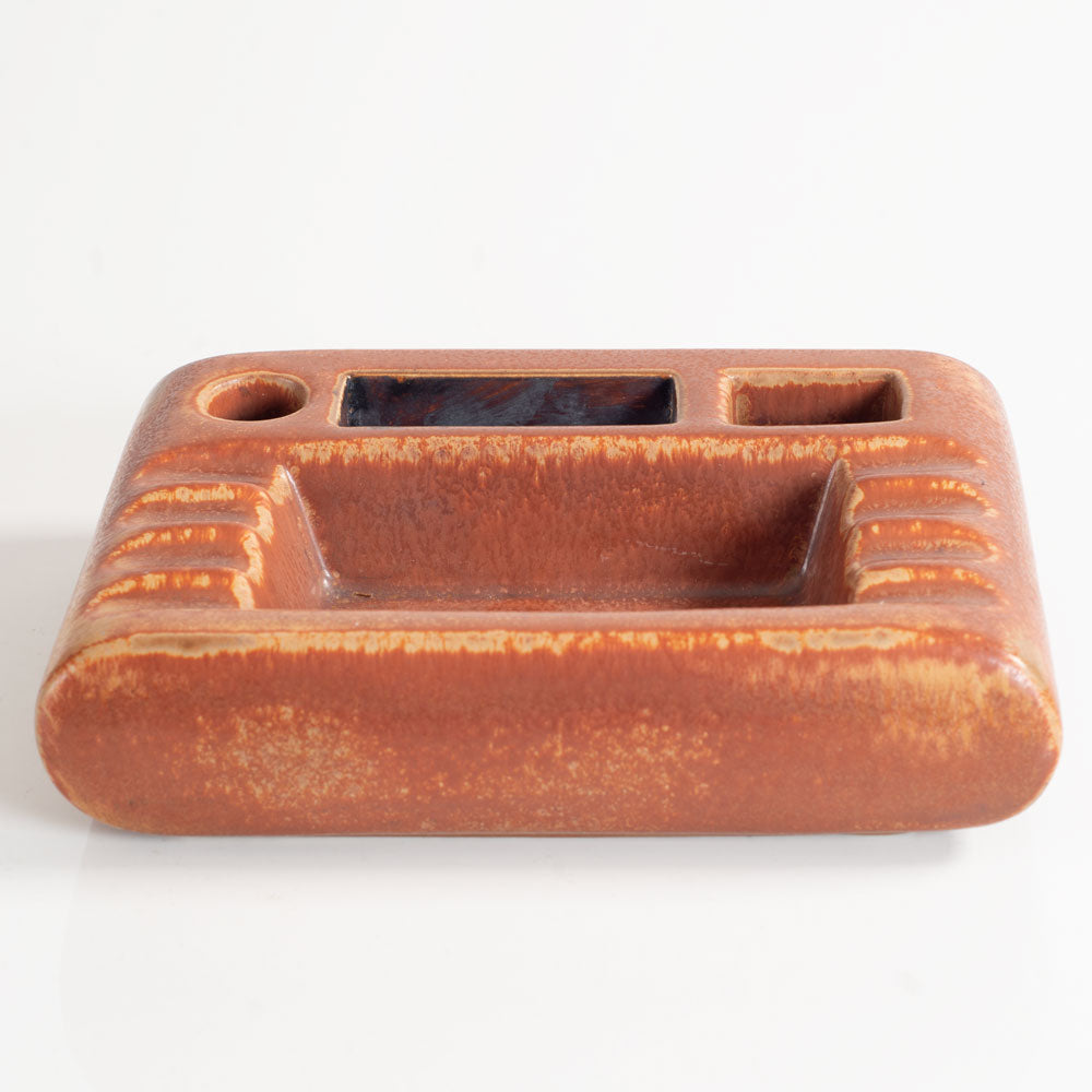 Gunnar Nylund for Rörstrand, stoneware desk organizer with reddish haresfur brown glaze L3536