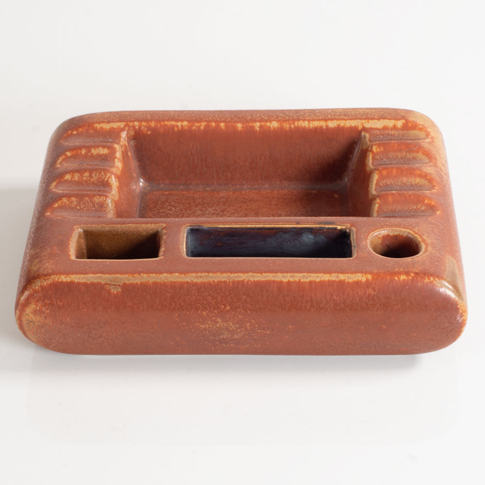 Gunnar Nylund for Rörstrand, stoneware desk organizer with reddish haresfur brown glaze L3536