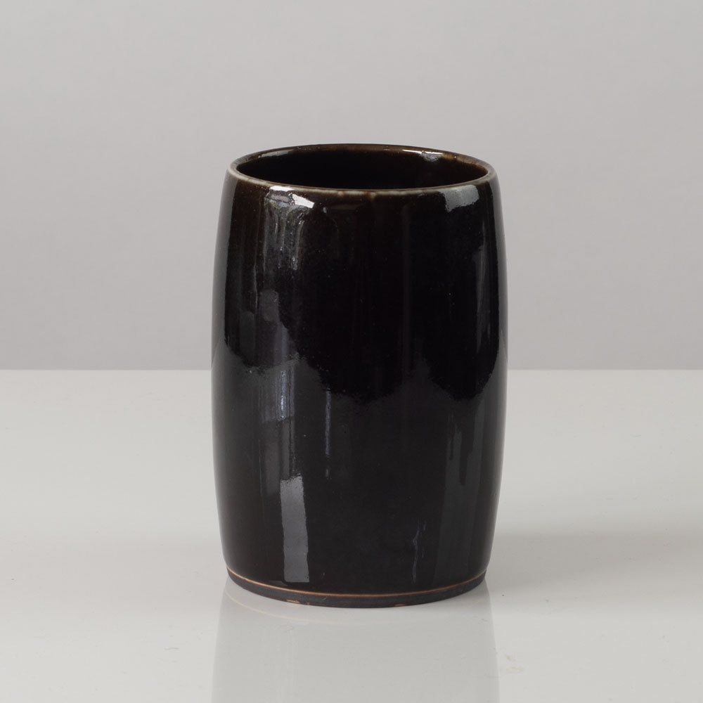 Carl Harry Stålhane for Rörstrand, Sweden, unique stoneware vase with black tenmoku glaze K2679