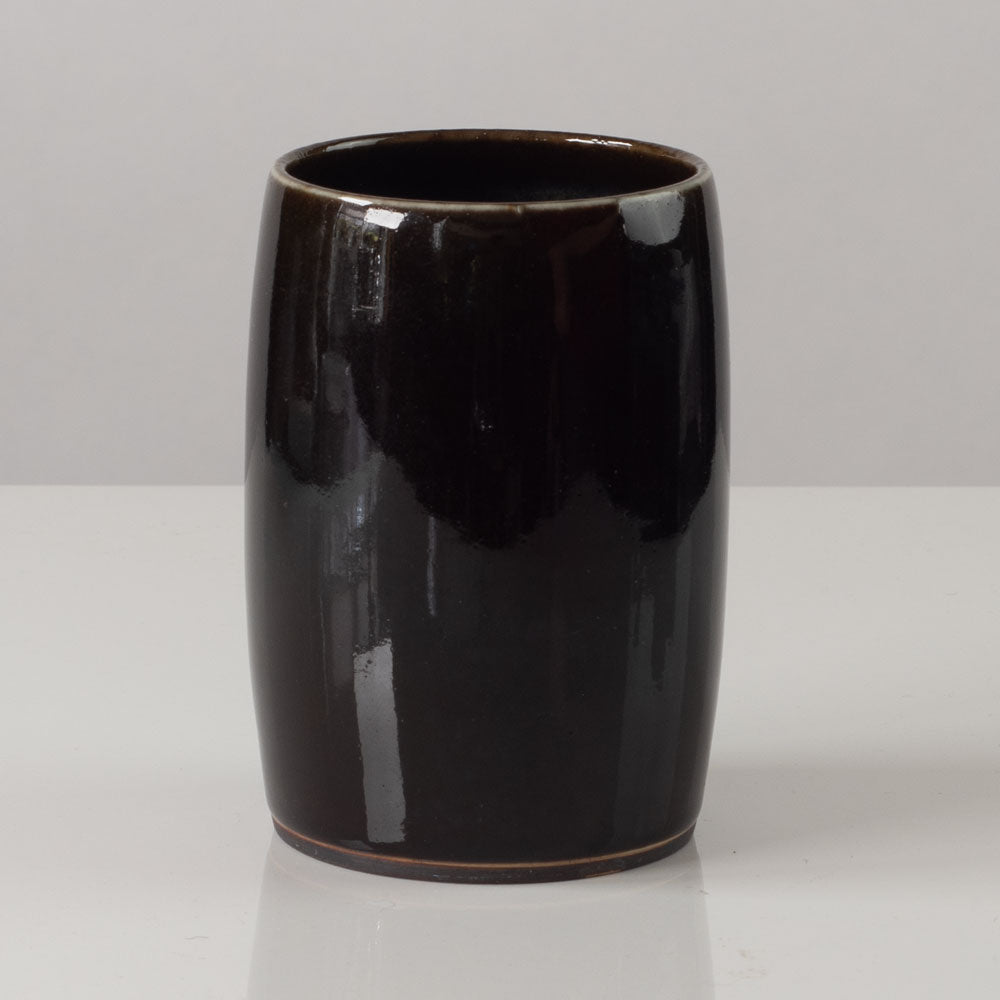 Carl Harry Stålhane for Rörstrand, Sweden, unique stoneware vase with black tenmoku glaze K2679