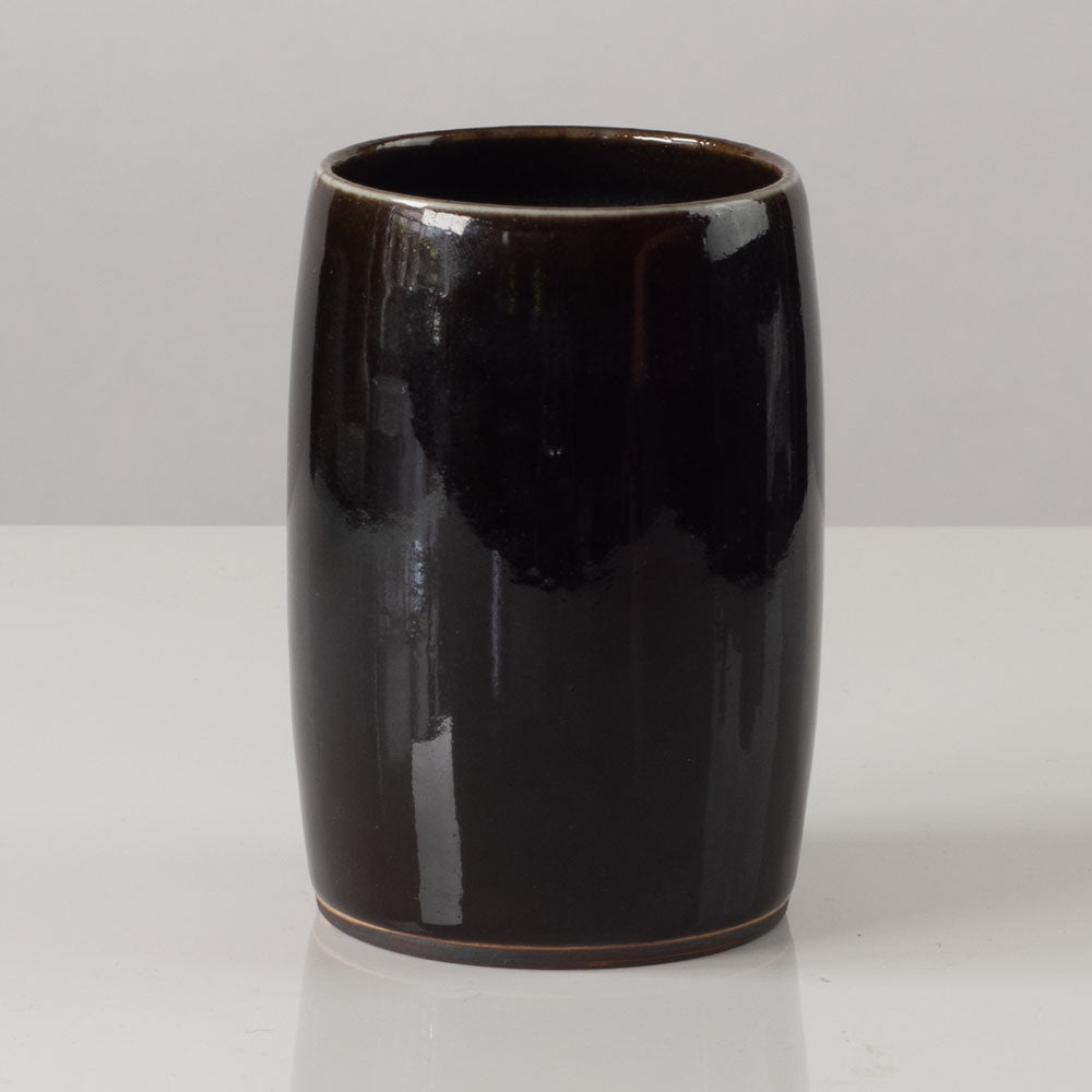 Carl Harry Stålhane for Rörstrand, Sweden, unique stoneware vase with black tenmoku glaze K2679