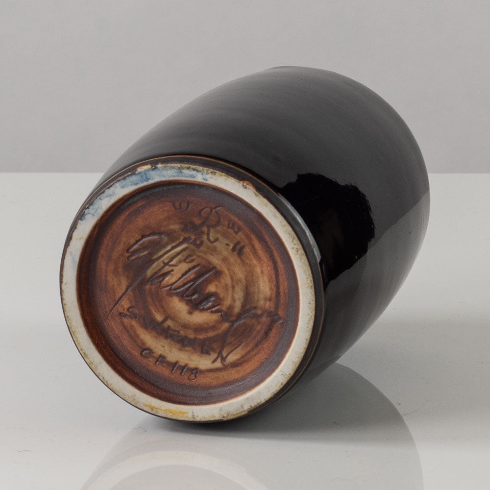 Carl Harry Stålhane for Rörstrand, Sweden, unique stoneware vase with black tenmoku glaze K2679