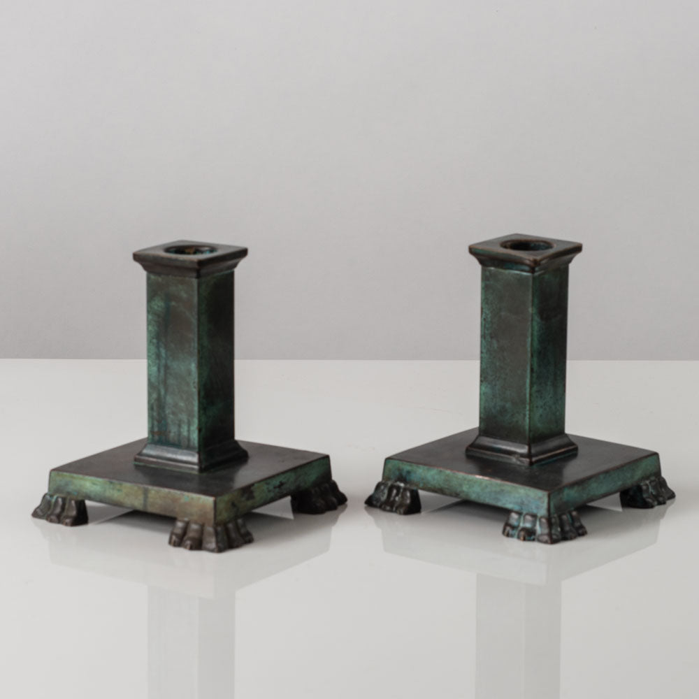 Just Andersen for GAB, Sweden, pair of bronze candlesticks K2845