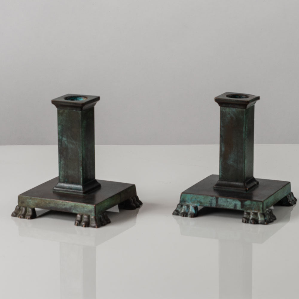 Just Andersen for GAB, Sweden, pair of bronze candlesticks K2845