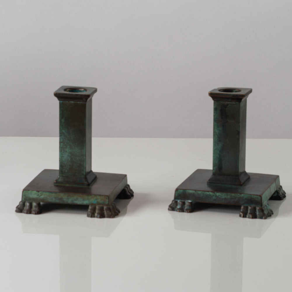 Just Andersen for GAB, Sweden, pair of bronze candlesticks K2845