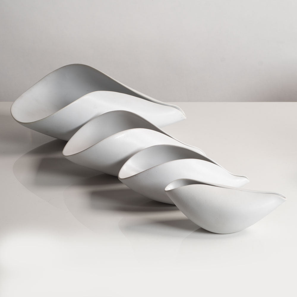 Group of porcelain "Veckla" bowls with matte white glaze by Stig Lindberg