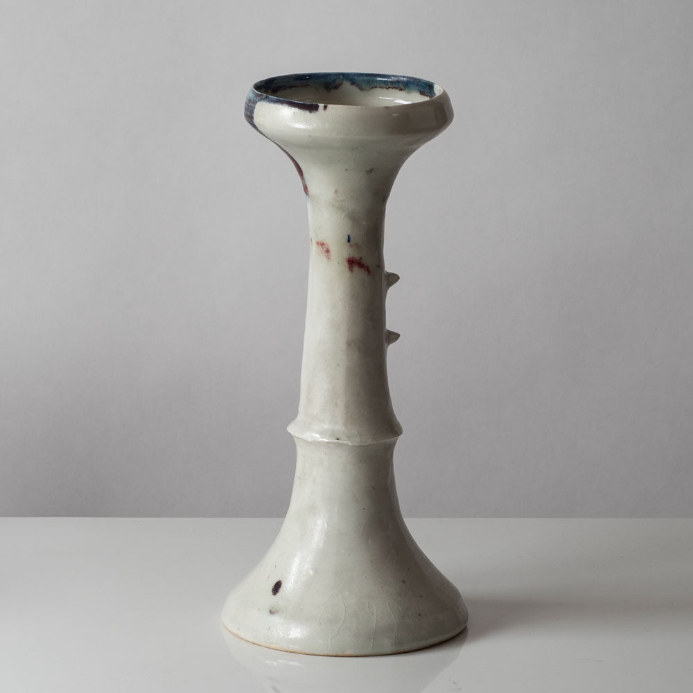 Ruth Duckworth, US and UK, unique stoneware vase with white, pink and blue glaze L3105