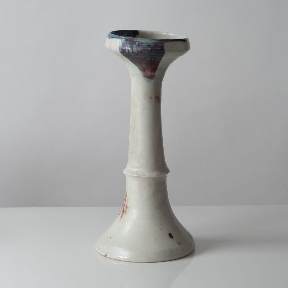 Ruth Duckworth, US and UK, unique stoneware vase with white, pink and blue glaze L3105