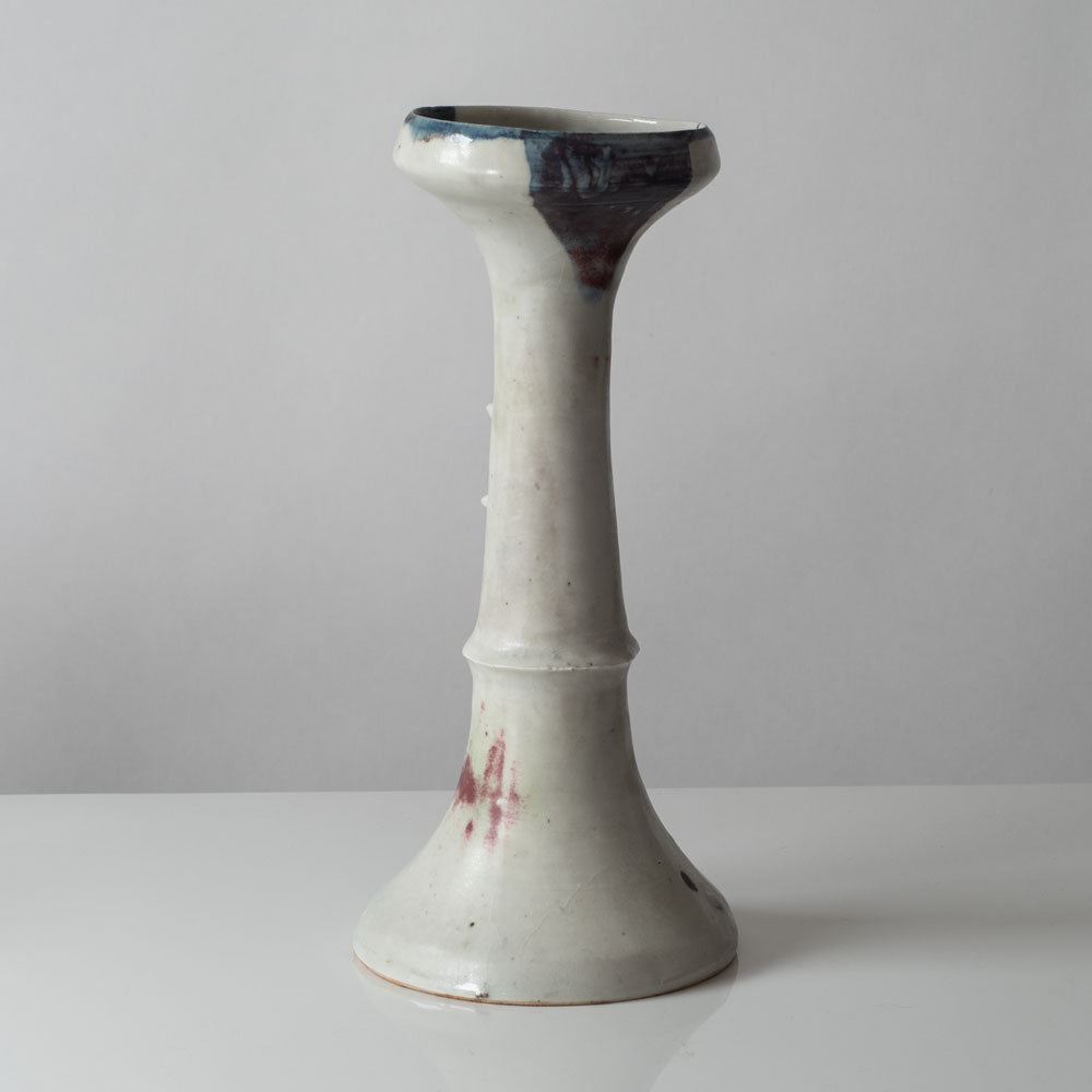Ruth Duckworth, US and UK, unique stoneware vase with white, pink and blue glaze L3105