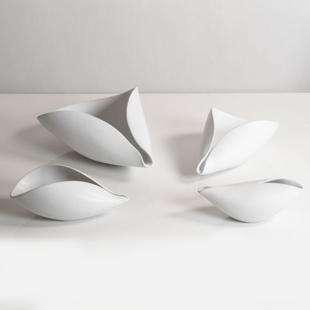 Group of porcelain "Veckla" bowls with matte white glaze by Stig Lindberg