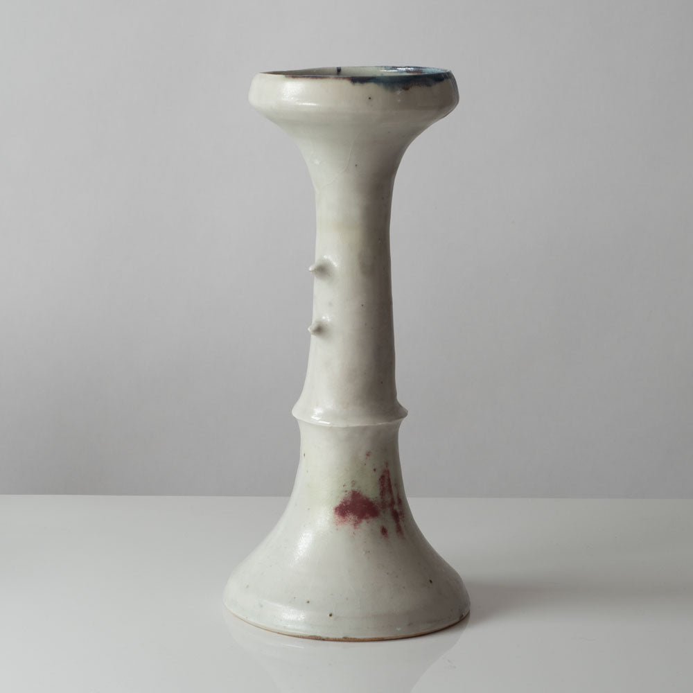 Ruth Duckworth, US and UK, unique stoneware vase with white, pink and blue glaze L3105