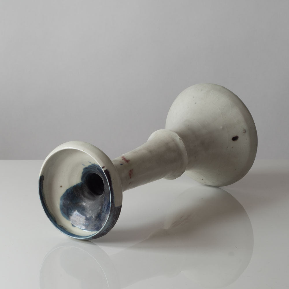 Ruth Duckworth, US and UK, unique stoneware vase with white, pink and blue glaze L3105