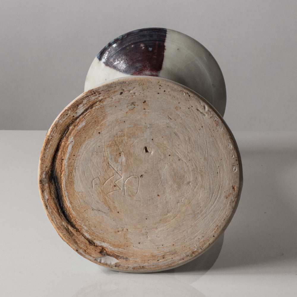 Ruth Duckworth, US and UK, unique stoneware vase with white, pink and blue glaze L3105