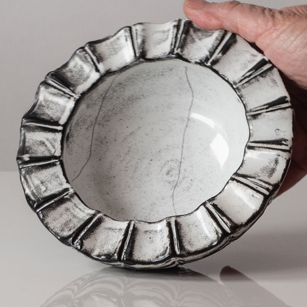 Nils Kähler for Herman A. Kähler Keramik, bowl with semi-gloss black and white glaze K2870