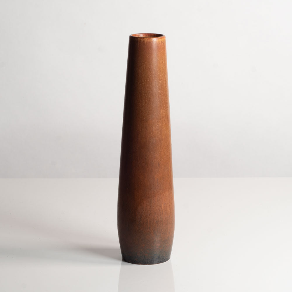 Carl Harry Stålhane for Rörstrand, Sweden, stoneware vase with orange haresfur matte glaze L3927
