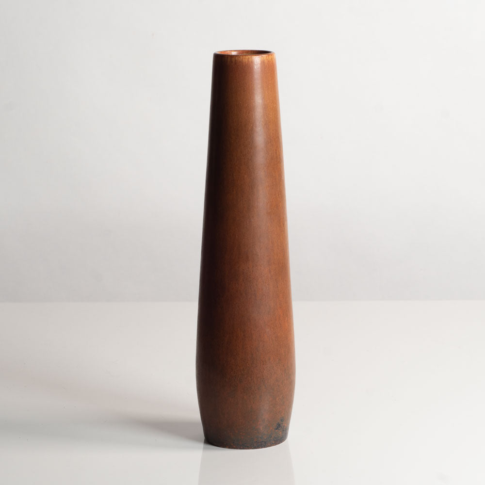 Carl Harry Stålhane for Rörstrand, Sweden, stoneware vase with orange haresfur matte glaze L3927