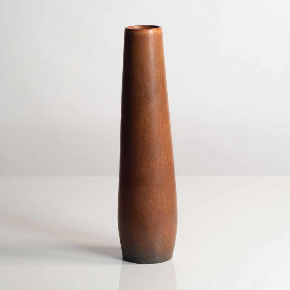 Carl Harry Stålhane for Rörstrand, Sweden, stoneware vase with orange haresfur matte glaze L3927