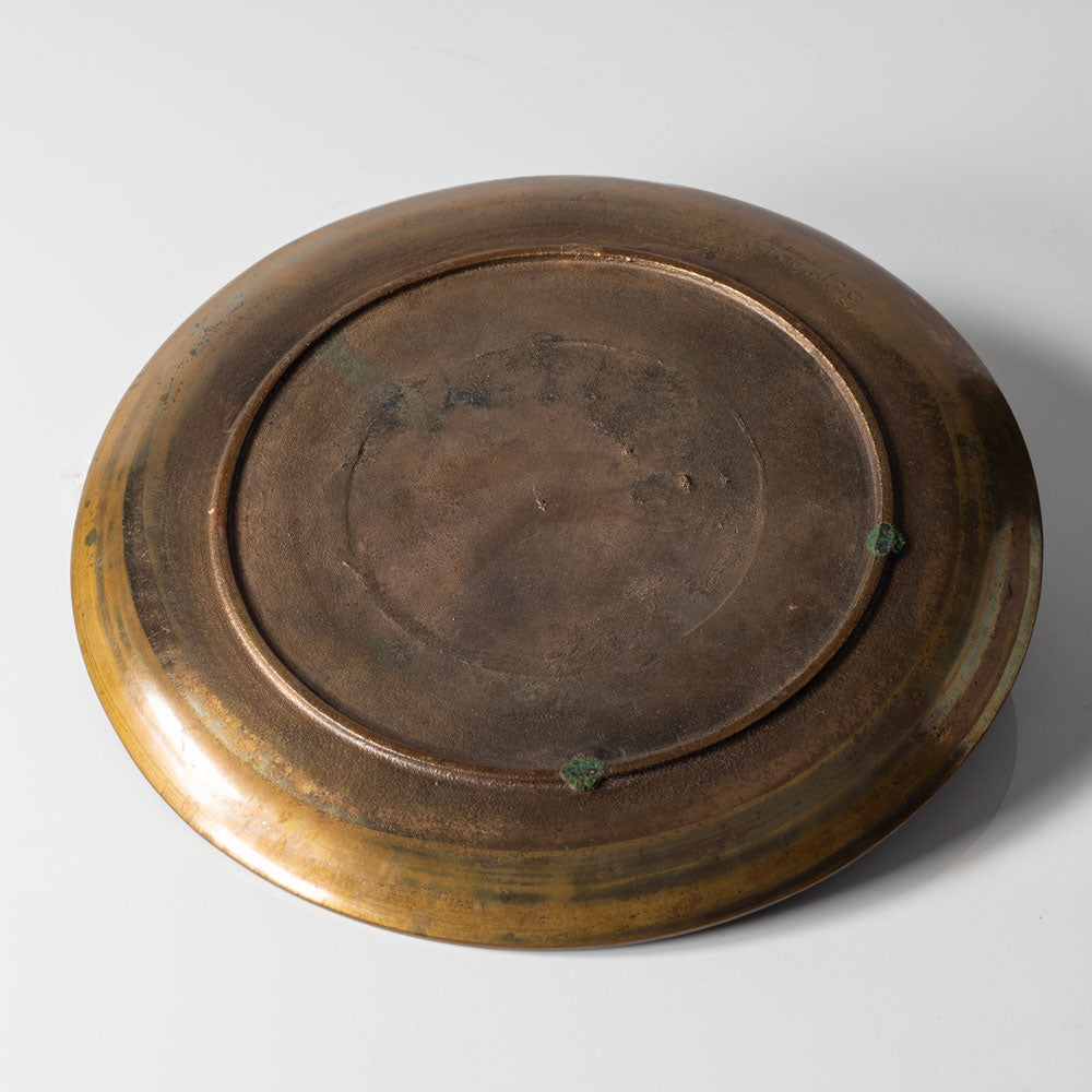 Tinos, Denmark, bronze dish with flamingos in relief L3160