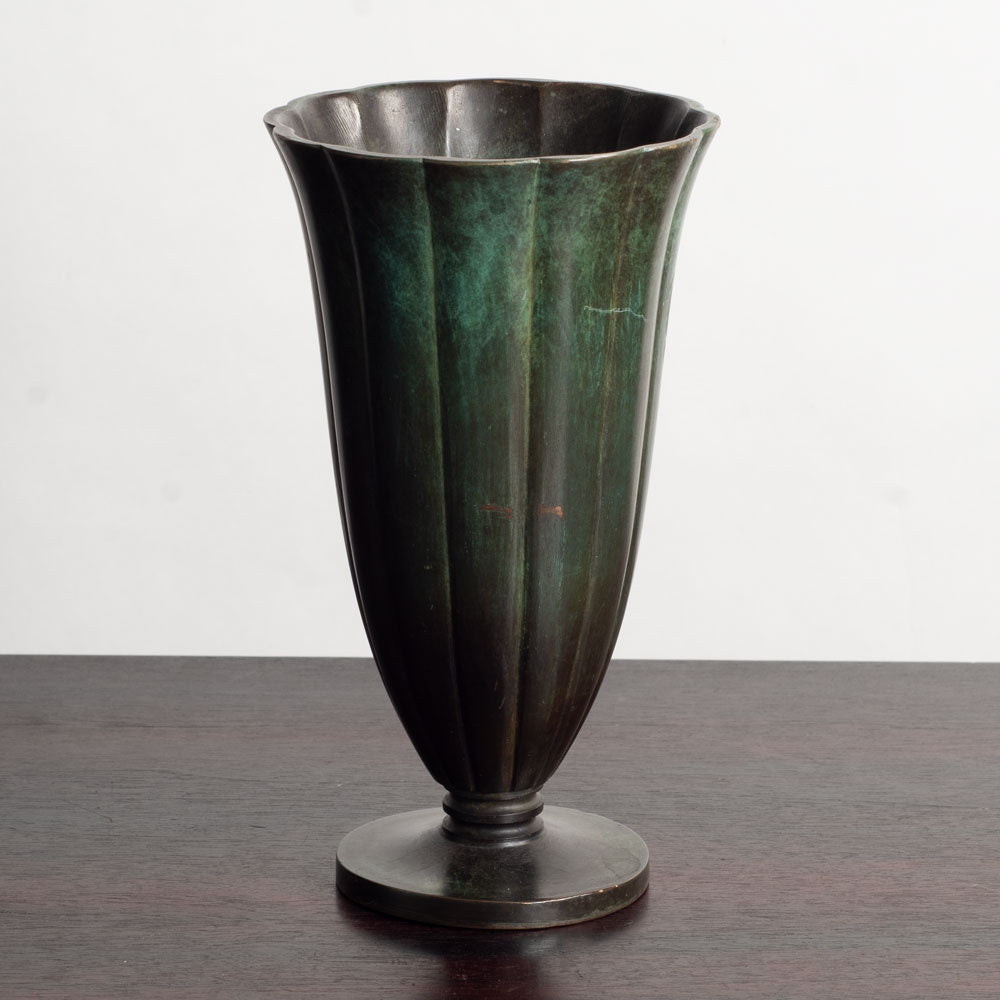 Just Andersen for GAB, bronze scalloped footed vase, Sweden M4272