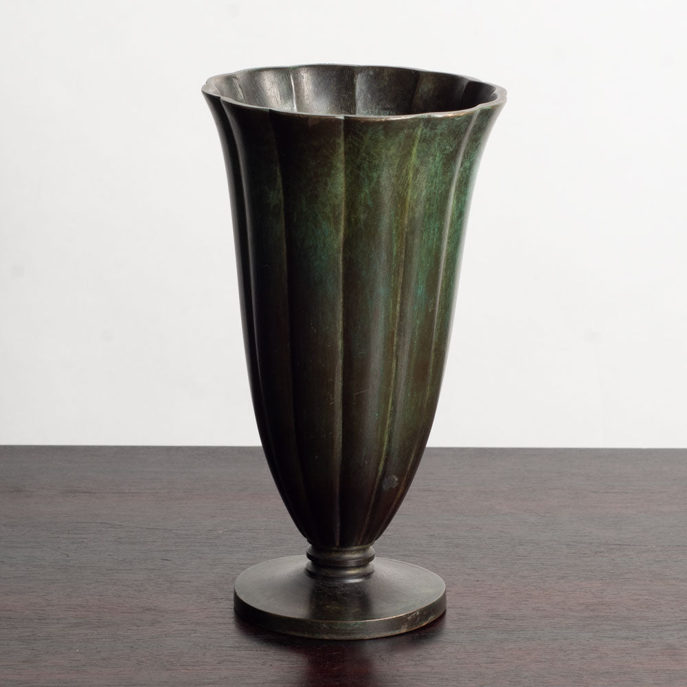 Just Andersen for GAB, bronze scalloped footed vase, Sweden M4272