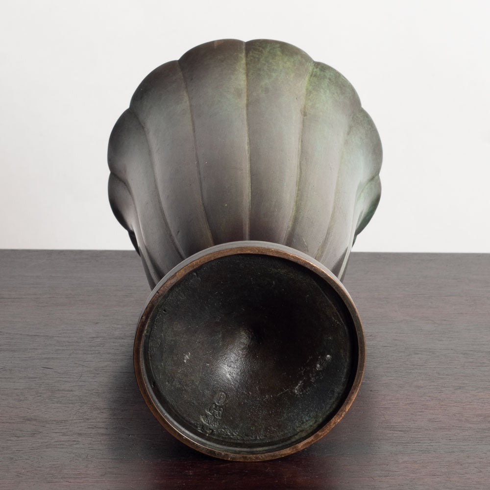 Just Andersen for GAB, bronze scalloped footed vase, Sweden M4272