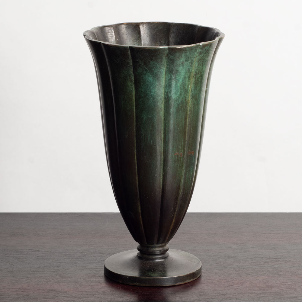 Just Andersen for GAB, bronze scalloped footed vase, Sweden M4272