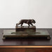 Just Andersen for GAB, Sweden, large bronze double inkwell desk tray with lion figure k2765