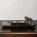 Just Andersen for GAB, Sweden, large bronze double inkwell desk tray with lion figure k2765