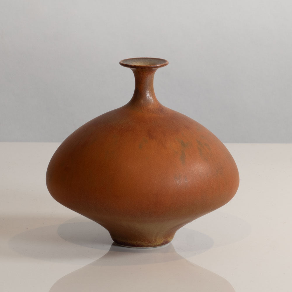 Karl Scheid, Germany, unique stoneware vase with burnt orange matte glaze G9263