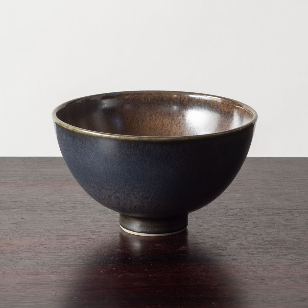 Lasse Östman, Sweden, unique stoneware bowl with blue and brown glaze H1334