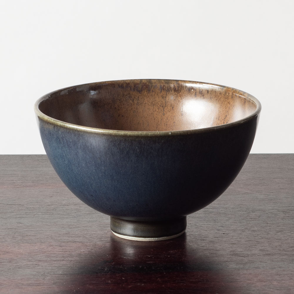 Lasse Östman, Sweden, unique stoneware bowl with blue and brown glaze H1334