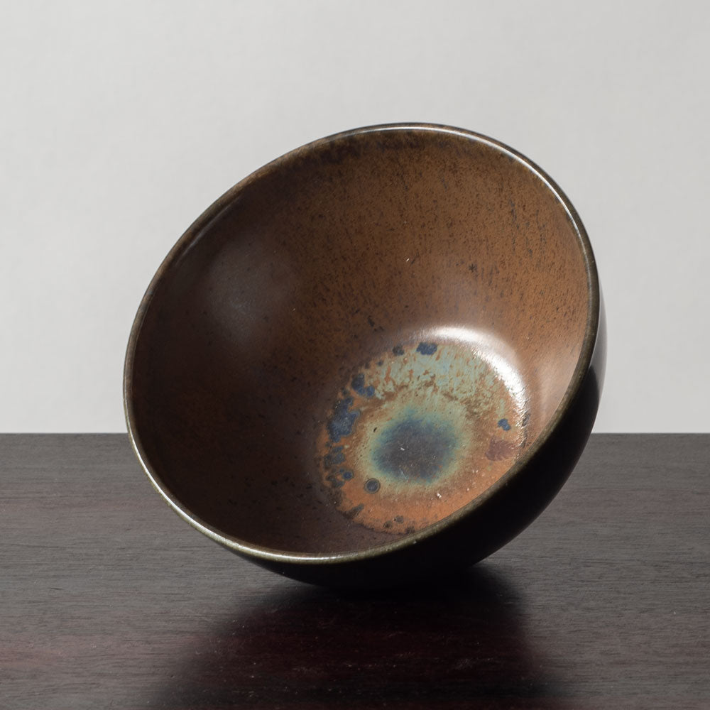 Lasse Östman, Sweden, unique stoneware bowl with blue and brown glaze H1334