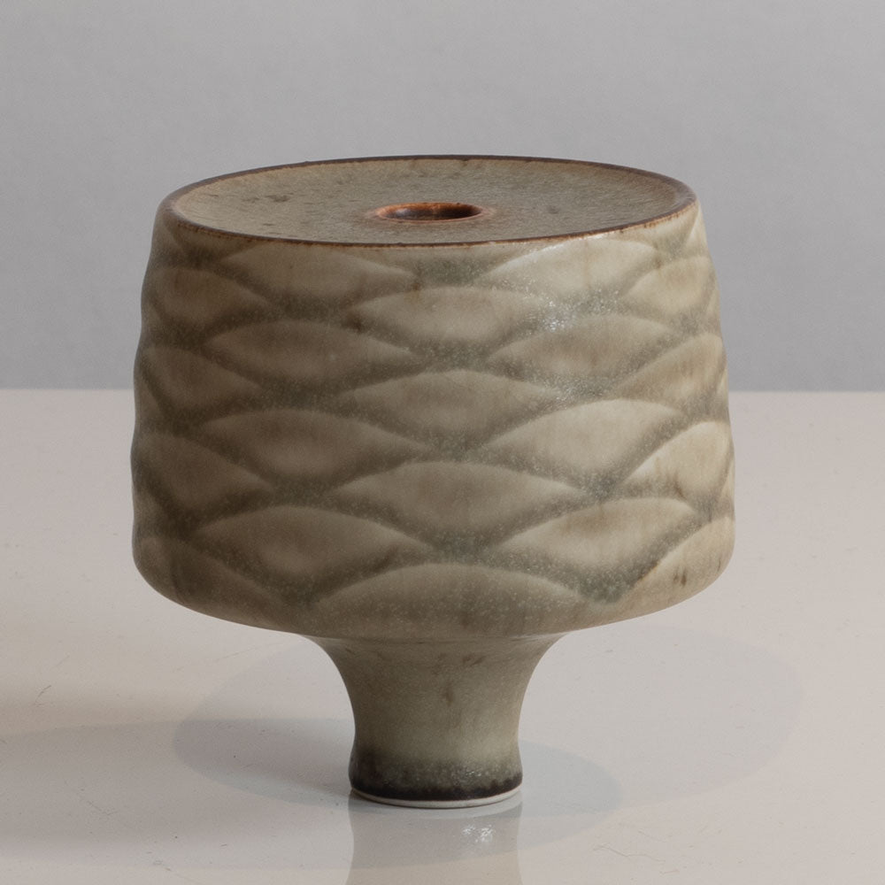 Karl Scheid, Germany, unique stoneware vase with pale gray matte glaze L3747