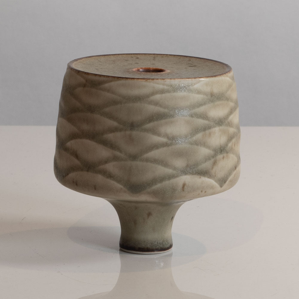 Karl Scheid, Germany, unique stoneware vase with pale gray matte glaze L3747