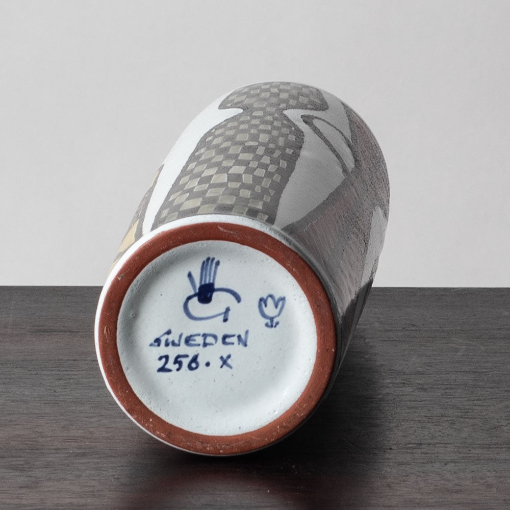 Stig Lindberg for Gustavsberg, Sweden,  "Karneval" earthenware vase K2236