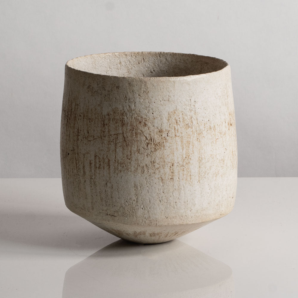 John Ward, UK, unique stoneware vase with off white glaze M4094