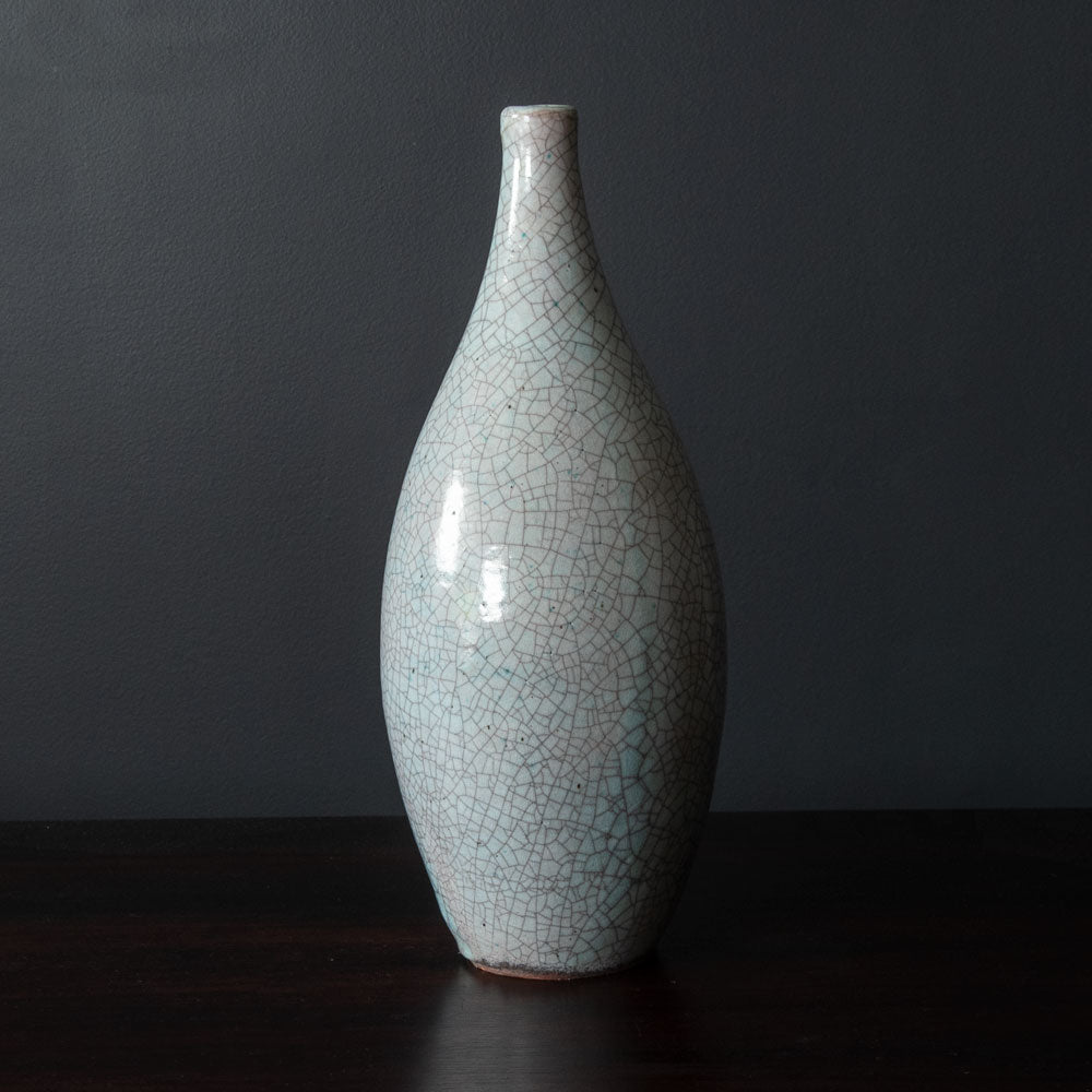Otto Meier, Germany, unique stoneware vase with light blue crackle glaze H1505