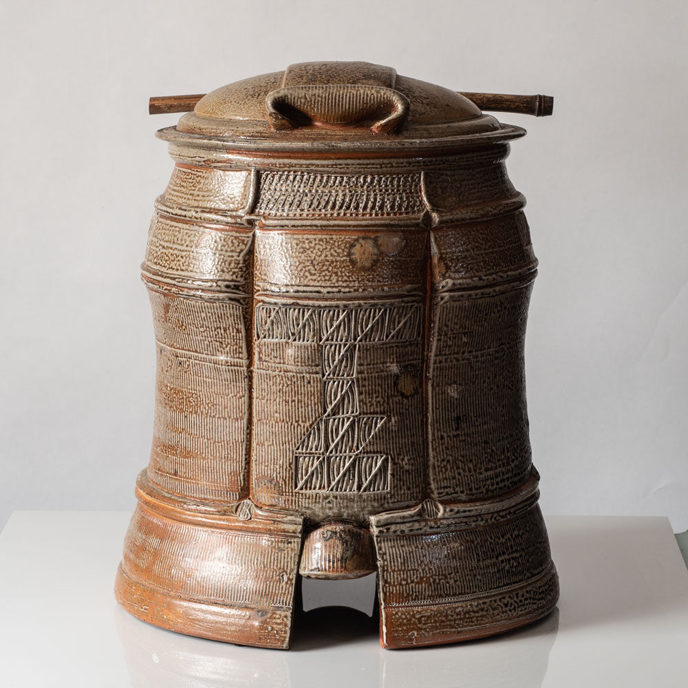 Francois Gallissaires, France, "Samourai", salt-glazed vessel with hinged lid J1052