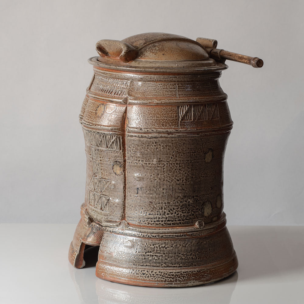 Francois Gallissaires, France, "Samourai", salt-glazed vessel with hinged lid J1052