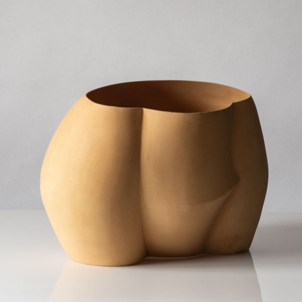 Wouter Dam, Netherlands, ceramic sculptural form with matte yellow surface L3106