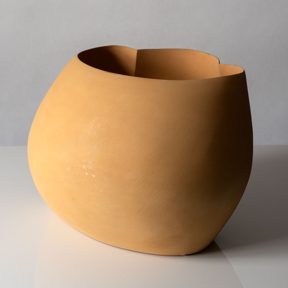 Wouter Dam, Netherlands, ceramic sculptural form with matte yellow surface L3106