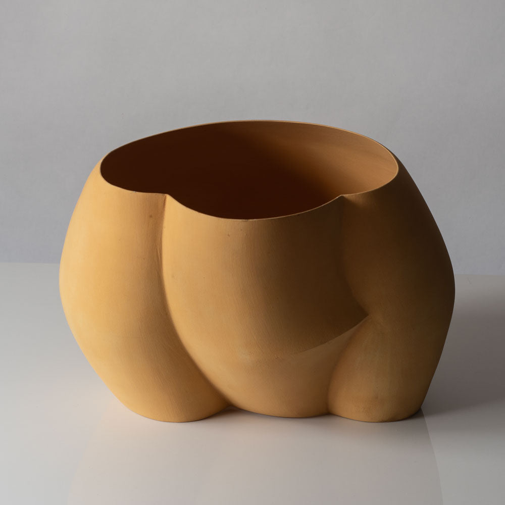 Wouter Dam, Netherlands, ceramic sculptural form with matte yellow surface L3106