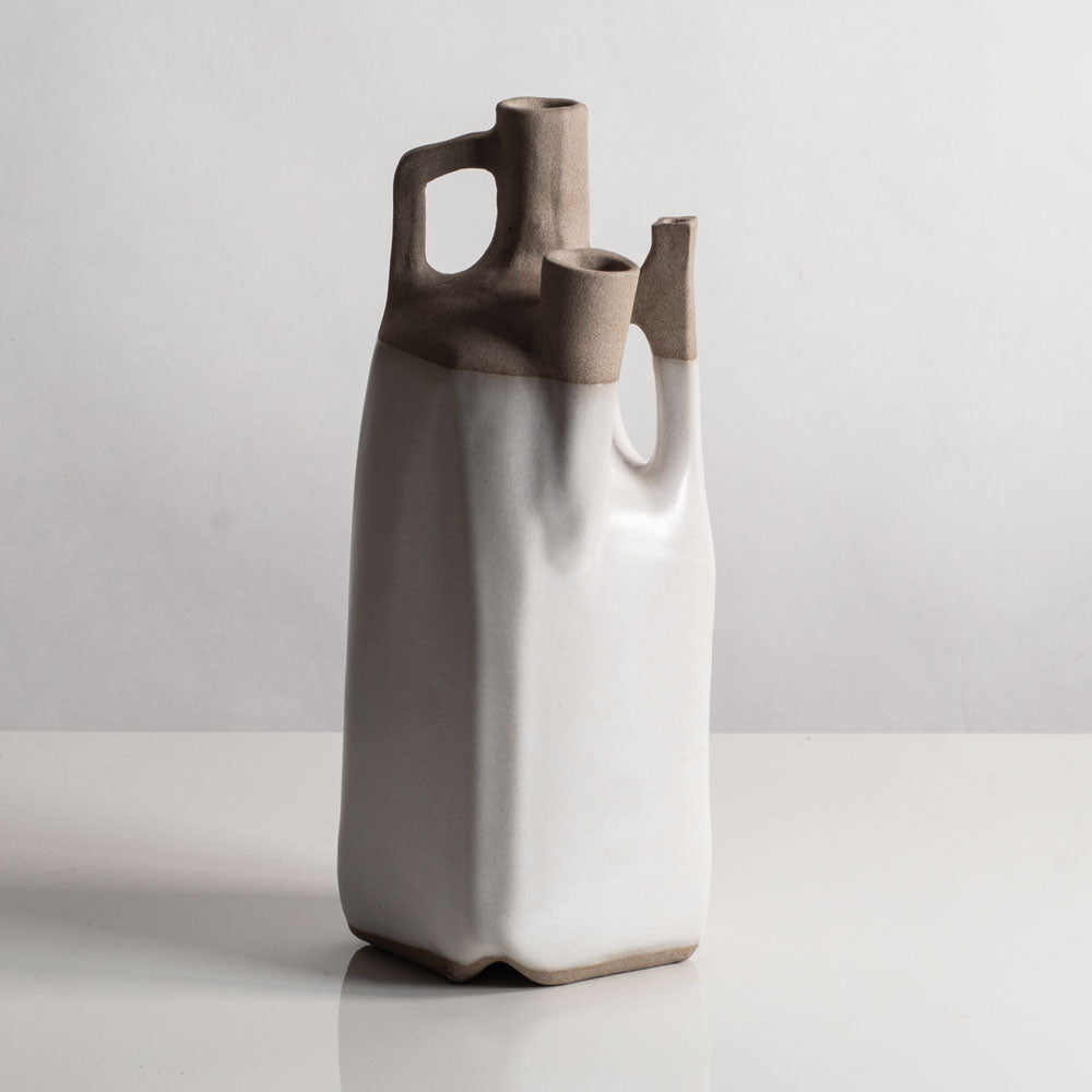 Joanne Howard, US, unique stoneware sculptural vessel with matte white glaze JH003