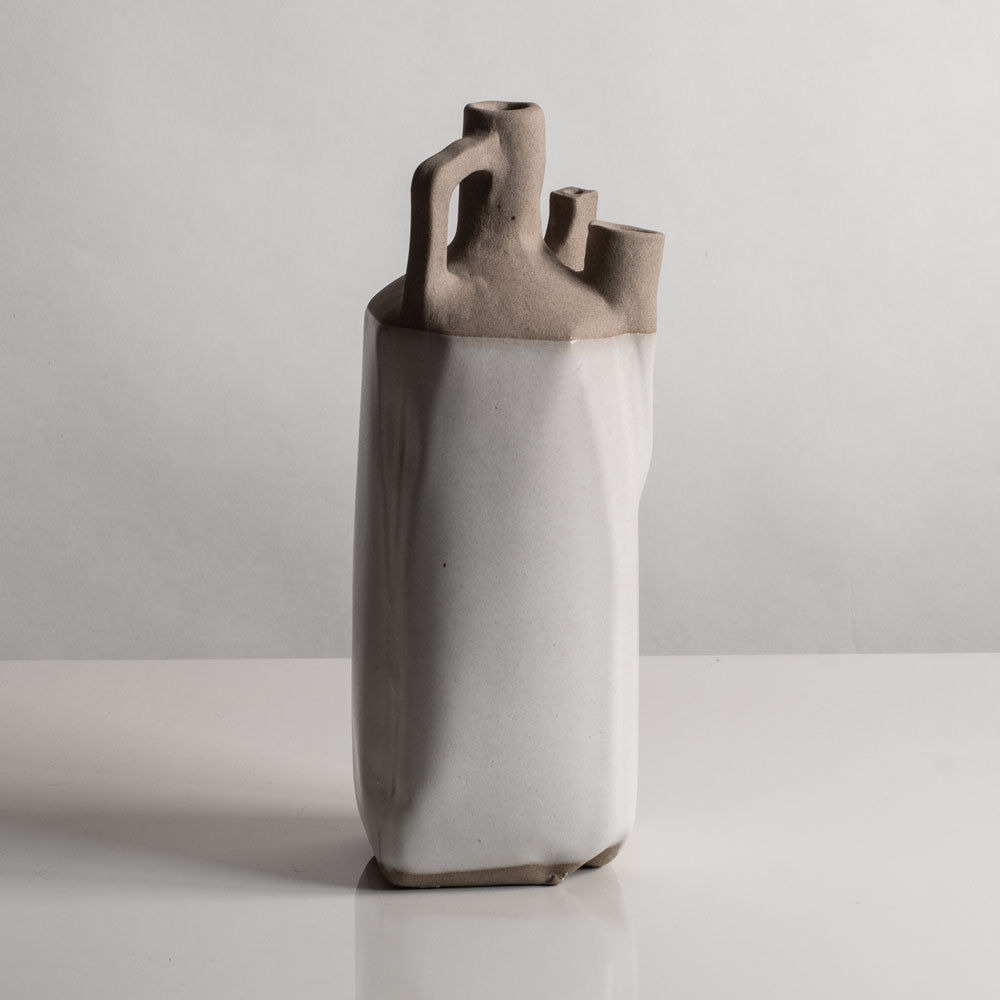 Joanne Howard, US, unique stoneware sculptural vessel with matte white glaze JH003