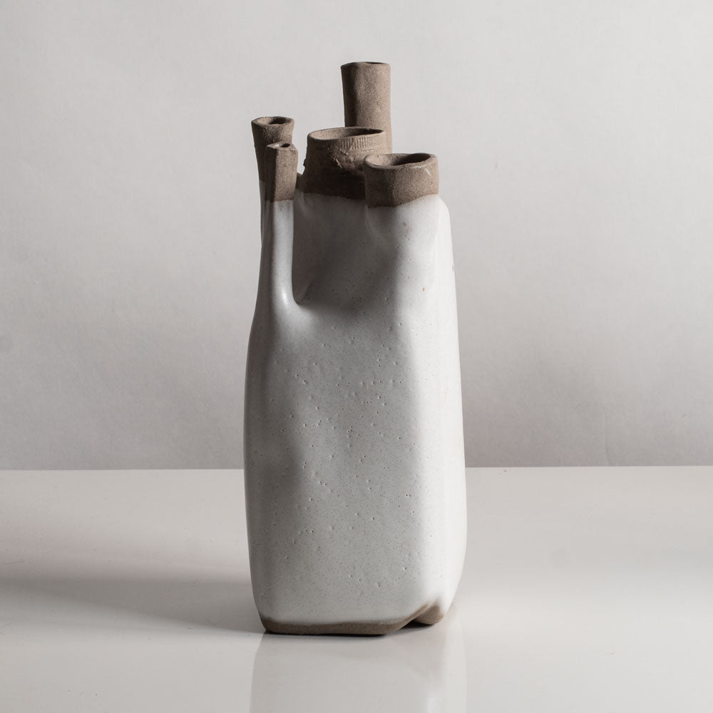 Joanne Howard, US, unique stoneware sculptural vessel with matte white glaze JH001