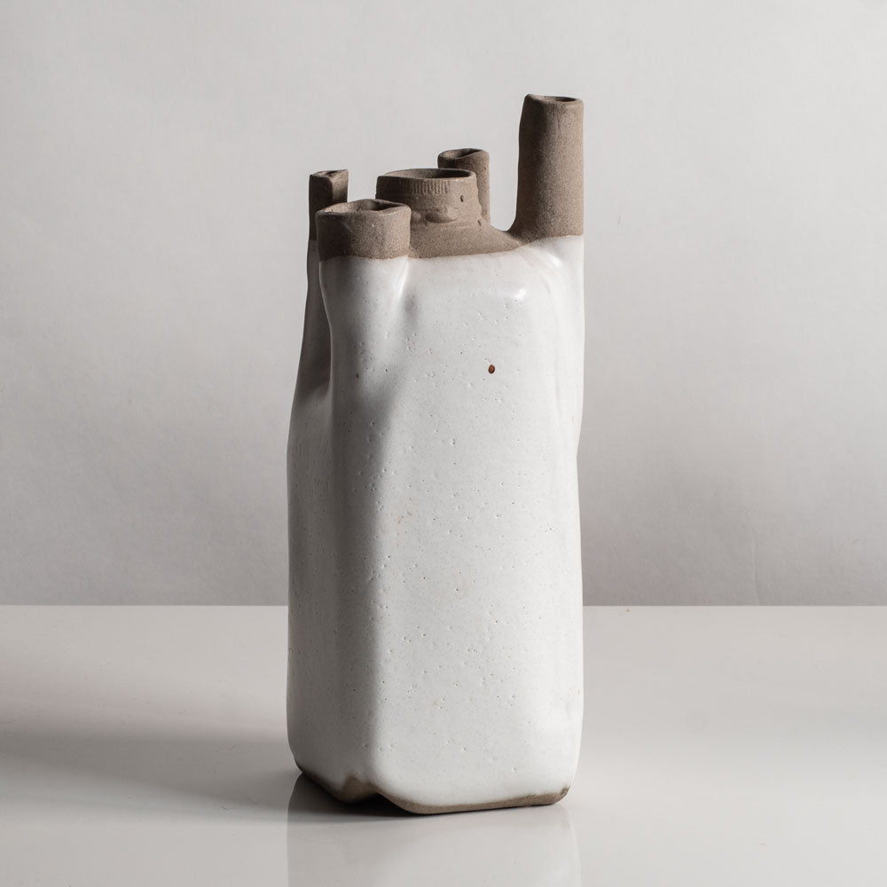 Joanne Howard, US, unique stoneware sculptural vessel with matte white glaze JH001
